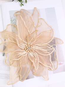 1 Stück/Packung, 10 Farben erhältlich, große Größe Spitze Stickerei mit Perlen 3D Applikation Borte, DIY Bekleidungszubehör, Brautkleid Dekoration, Länge 24cm/9,4 Zoll