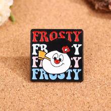 Christmas Snowman Brooch, Cute Cartoon Snowman & Letter Pattern Pin, Zinc Alloy Material Versatile Clothing & Bag Accessory Holiday Brooch Gift Men Gifts Bag Pins