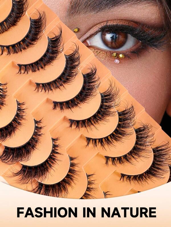 10 Paar leichte & natürliche wiederverwendbare Nerz-Wimpern, geeignet für DIY, Bühne und täglichen Gebrauch, parfümfrei, wasserfest