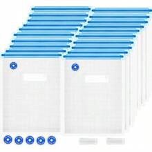 Vide Bags Reusable 27Pcs,  Vacuum Sealer Bags, Vacuum Food Storage Bags For Sous Vide Cooking/Microwave Heating - 20Pcs Vacuum Zipper Bags & 2 Seal Clips & 5 Air Valves (11 * 10in) 2.9L - #3 13.5*10in Bags 20pcs - View 2