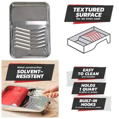 Solvent-Resistant Reusable Metal Paint Tray By