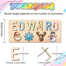 1pc Customizable Double-Row Letter Puzzle, Top Row For Customized Text, Bottom Row For Selected Image, Text Can Be Engraved On The Back. Suitable As Christmas Gift. - Light Blue 2 Rows W - View 3