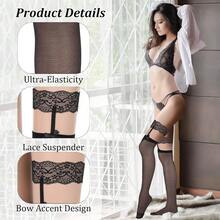 White Thigh High Stockings For Women Fish Net Stocking For Women Bow Suspenders Pantyhose Lace Top Sheer Stocking#SSDD B BJNHMJ