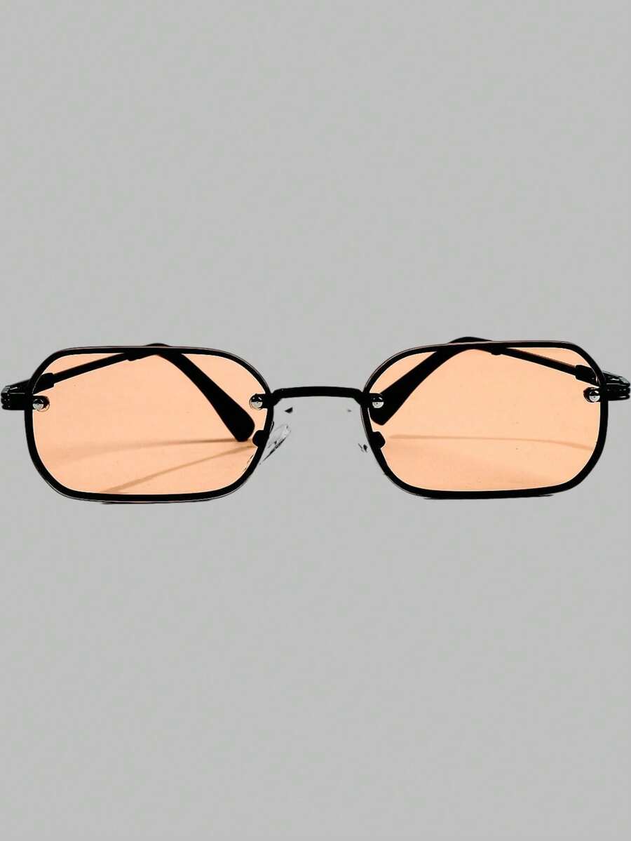 DareSee 1副男士黑色镜框焦糖色镜片复古方形铜色迷你经典Y2K时尚眼镜，适合日常佩戴、摄影、度假、旅行（附赠眼镜盒、清洁布、挂绳）音乐节Y2K风返校季秋冬季礼物 - 黑色 - 查看 1