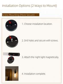 1PC Motion Sensor Night Light Wireless Rechargeable ,Indoor LED Lamp Black, Bedroom Lights, Type-C Charging, Suitable Night Light, Cabinets,Hallway, Bedroom Light, Wardrobe Lights,Staircase, Wall Light,Bedside, Night Light, Toilet Wall Induction Holiday Gift