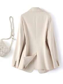 Women's Casual Business Single-Breasted Long Sleeve Blazer, Spring/Autumn - Beige - View 2