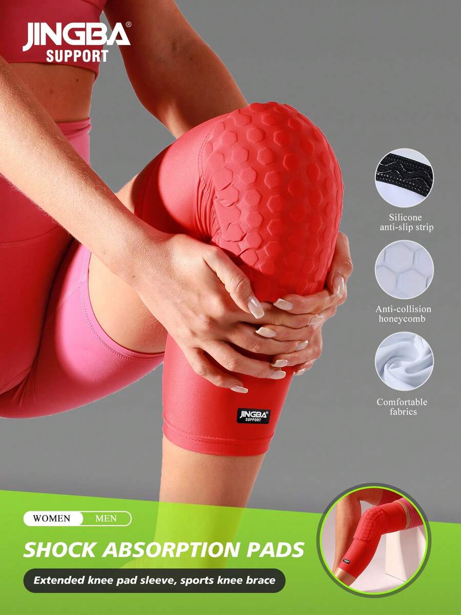 JINGBA SUPPORT 1 pieza Rodillera transpirable y de enfriamiento con panal, soporte para la pierna a prueba de choques para baloncesto, ciclismo, mujeres y hombres