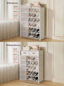 1pc Household Multi-Layer Shoe Rack With Curtains, Shoe Cabinet, Storage, Display Rack, With Drawers, With Curtains Shoes Storage Cabinet, Large Capacity Shoe Cabinet For Indoor And Outdoor Use, Suitable For Doorways, Household, Indoor, Festival Gifts, Christmas Gifts, Children's Gifts