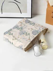 1 Set Large Capacity Light Blue Embossed Floral Print Makeup Bag With Zipper, Includes Skincare Pouch, Tampon Holder, Lipstick Case, Wallet And Storage Bag. This Multi-Functional Organizer Bag Is Suitable For Storing Cosmetics, School Supplies, Home Essentials, Holiday Must-Haves And Dorm Items. Makeup Bag, Gift For Her, Christmas Gift, Women Gift Idea - Baby Blue - View 6