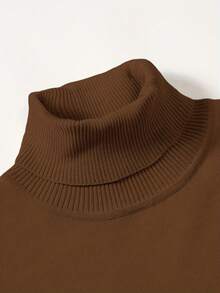 GRDR Men's Turtleneck Long Sleeve Knit Sweater, Versatile For Daily Wear - Brown - View 5
