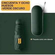 RENDIN Sombrilla Portatil para Sol y Lluvia - Paraguas de Bolsillo para Viaje, Mini Sombrilla Paraguas UV Protección del Sol - Verde Oscuro - Ver 8