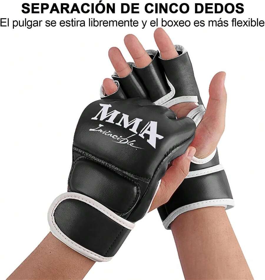masoe Guantes de Box, Guantes, Medio Dedo, Ajustable, Amortiguación, Guantes de Muay Thai/Kick Boxing, Combate, Entrenamiento, Ideales para Ninos, Adulta, Uso Diario en Gimnasio - Adultos - Ver 1