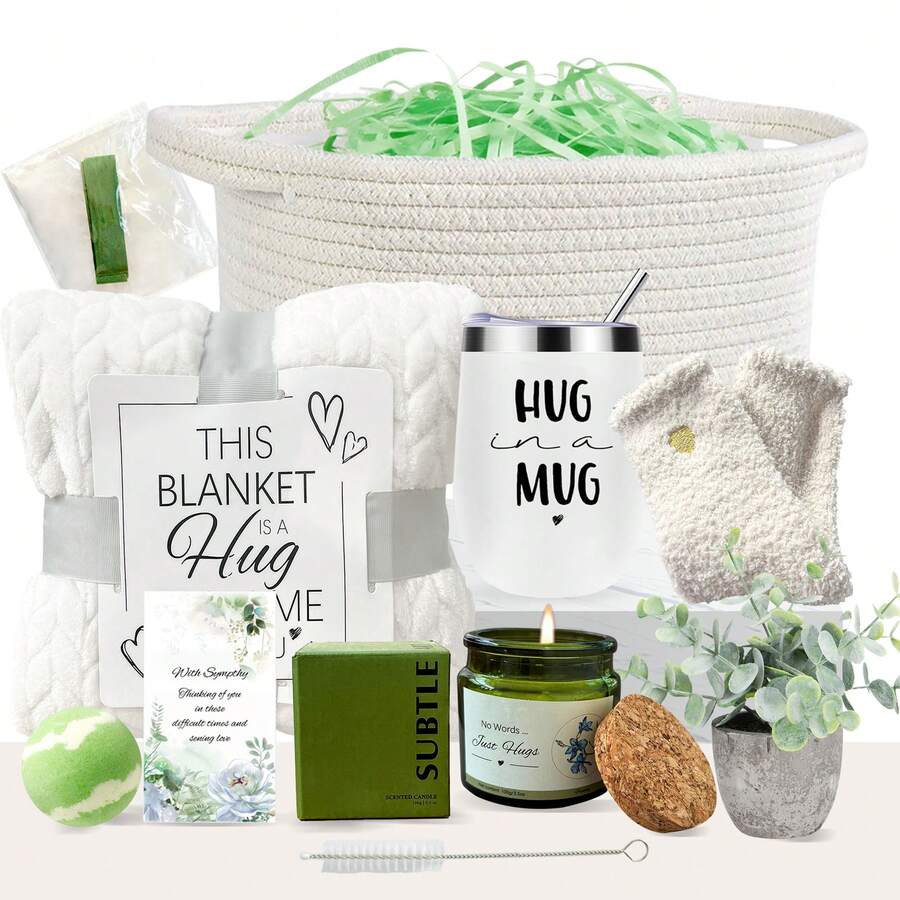 RTVGGJM Sympathy Gift Baskets Bereavement Gift Ideas Care Package For Women Miscarriage Gifts For Mothers Condolences Gift Basket For Loss Sympathy Gifts For Loss Of Loved One Father Grief Gifts For Women - 綠色 - 查看 1