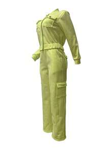 Autumn/Winter With Zipper PocketsSweatshirt And Pants Casual Sports Two Pieces Set - 綠色 - 查看 5