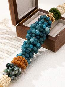 1 件波西米亚风格设计串珠项链，个性化多层宝石吊坠项链，优雅女士珠宝 - 彩色 - 查看 6