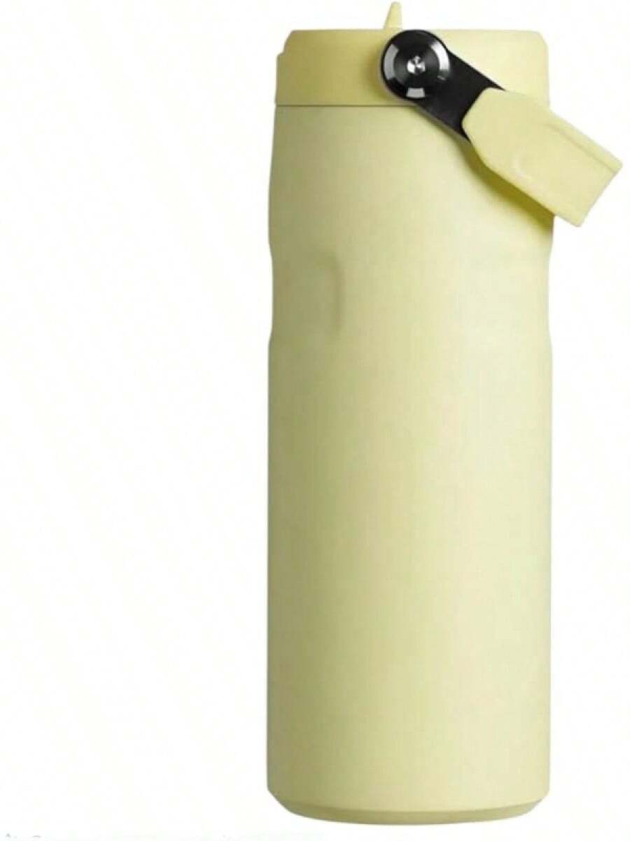 Termo IceFlow Aeroligh Botella Flip Straw 2.0 Deportivo -16 oz - Botella de Agua Abatible 2.0, Popote Integrado Con apertura Mas Grande, Ligero Resistente a Fugas, Acero Inoxidable.(Amarillo) - Amarillo - Ver 1