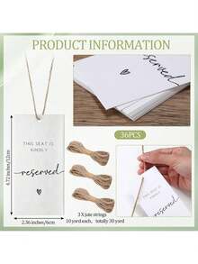 36pcs Wedding Chair Reserved Signs,Modern Acrylic Wedding Reserved Sign,Reserved Table Decor, Reserved Hanging Sign For Chairs, Acrylic Seat Reserved Signs With Ribbon,Wedding Decor,Home Decor ,Room Decor Party Favors Bride,Graduation Summer Birthday Gifts Beach Back To School School Supplies