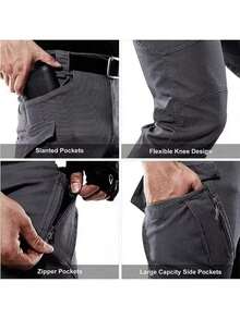 Pantalones tácticos compuestos para hombre X9, con bolsillos laterales con solapa y cierres con cremallera. - Verde - Ver 8