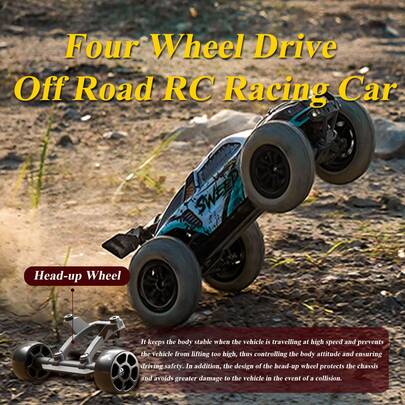 Vehículo todoterreno de alta velocidad a escala real, coches RC de alta velocidad, aceleración y dirección proporcionales, baterías recargables, chasis blindado de aleación, neumáticos antideslizantes y resistentes al desgaste, amortiguación independiente, luces delanteras de alta luminosidad, regalo de cumpleaños, Navidad y Pascua.