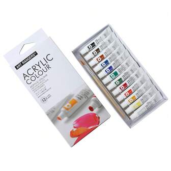 [ Art Rangers ] Kit di Colori Acrilici - 12 Tonalità Vivaci (6ml Ciascuno) Con Pennello, Asciugatura Rapida Per Studenti e Artigiani, Perfetto Per Tela e Decorazioni Fatte a Mano