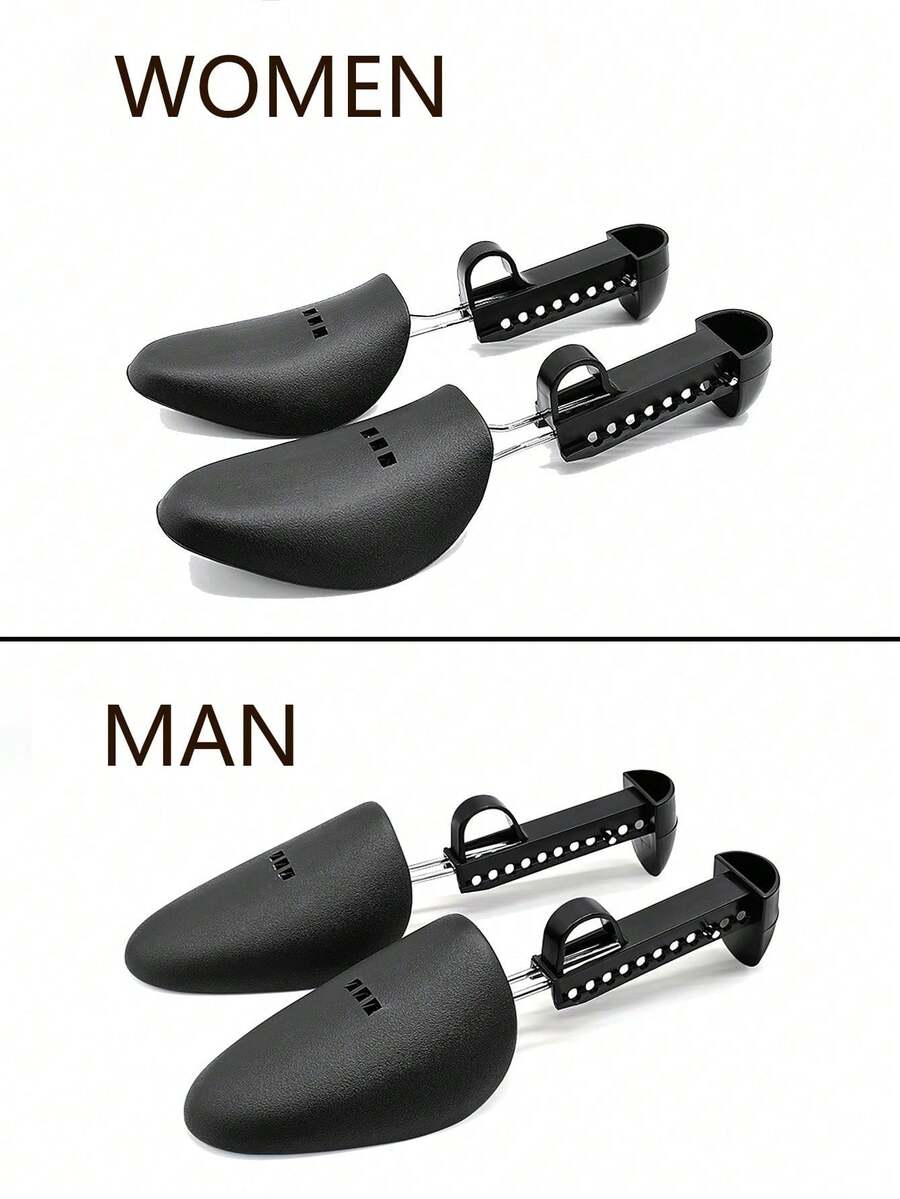 2pcs Adjustable Black Plastic Shoe Stretchers, Leather Shoe Trees, Sports Shoe Shapers, Shoe Stretchers, Shoe Covers - Unisex