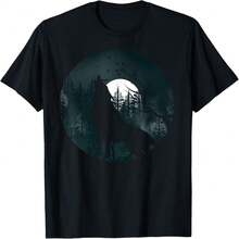 Wolf Howling At The Moon Wolf Silhouette Darkn T-Shirt - 黑色 30 - 查看 1