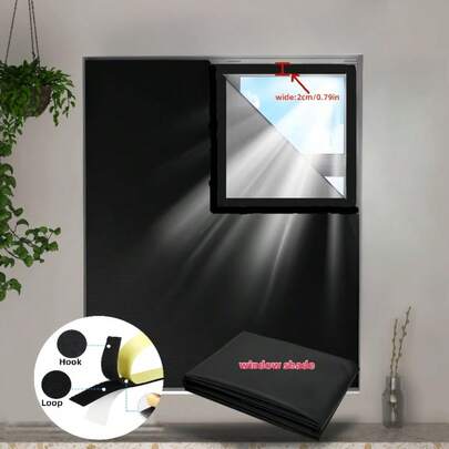 Mörkläggningsgardin - Ny solskyddsduk med 4-sidig fixering, borrfri kardborremontering, solblockerande och värmeisolerande för sovrum/balkong, gardiner, gardiner, gardiner för vardagsrum, kök, rumsinredning, heminredning, vardagsrum, köksinredning, vardagsrumsinredning, rumsdekor, gardiner, sovrum