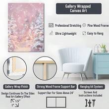 1pc Solid Wood Frame Pink Winter Wonderland Print, Snowy Christmas Landscape With Fairy LightsTheme Canvas Posters & Prints, Large Canvas Wall Art, 2D Flat, Easy Hang Tabletop Or Wall Display, For Halloween, ChristmasGifts, Bedroom, Living Room, Decoration Ready To Hang - Nhiều màu - Xem 4