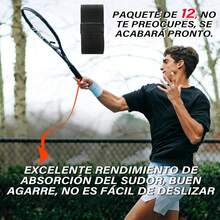 VXMBNB, Overgrip Tenis, Overgrip Padel de 12 Piezas, Absorbente del Sudor y Antideslizante, Apto para Tenis, Cricket y Otras Raquetas. - Negro - Ver 1