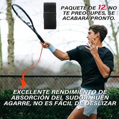 VXMBNB, Overgrip Tenis, Overgrip Padel de 12 Piezas, Absorbente del Sudor y Antideslizante, Apto para Tenis, Cricket y Otras Raquetas.