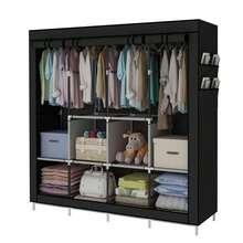 LÈRFM Wardrobe Minimalist Design Portable Fabric Wardrobe Storage - Black - View 6