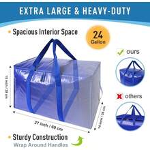 Moving Bags Heavy Duty Extra Large Cube Storage Tote for Space Saving Traveling Organizer with Zippers and Strong Carrying Handles Set of 10 - Paquete de 10 Azul - Ver 3