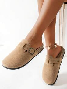 Pantuflas de mujer cálidas y de felpa, pantuflas casuales y versátiles de moda para otoño/invierno - Camel - Ver 3
