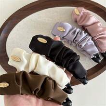 1个高档纯色褶皱香蕉夹，优雅马尾辫发饰，新款女士发夹，爪夹，发卡，发饰，头饰，女士发饰 - 彩色 - 查看 3