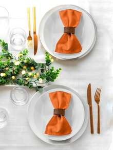 2/6pcs Thanksgiving/Autumn Orange Dinner Napkins, Soft & Durable Washable Cloth Napkins Suitable For Party, Christmas, Thanksgiving, Wedding - Orange - View 5