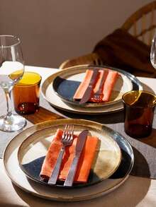 2/6pcs Thanksgiving/Autumn Orange Dinner Napkins, Soft & Durable Washable Cloth Napkins Suitable For Party, Christmas, Thanksgiving, Wedding - Orange - View 6