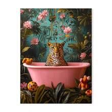 1pc Unframed Colorful Tiger Cheetah Black Cat In Bathtub Wall Art Canvas Painting Abstract Pink Animals Prints Posters Living Room Home Decor