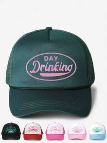 1pc Women's Outdoor Embroidered "Day Drinkin" Adjustable Drawstring Mesh Baseball Cap, Casual Sun Hat For Girlfriend, Spring Autumn Travel, Unisex Versatile Sun Protection Hat, Y2K Style Youth Cap - Baseball Cap - View 20