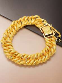 1pc 24K Gold Plated Copper Bangle, Elegant Women's Jewelry, Suitable For Daily Wear And Weddings, Ideal Gift For Ramadan, Versatile Accessory For All Seasons - Yellow Gold - View 7