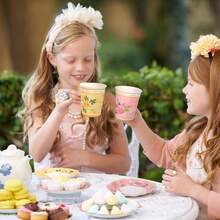 120 Pcs Floral Paper Tea Cups And Saucers 9 Oz Disposable Teacups Bulk With Handle 4 Styles Flower Tea Party Decorations Birthday Wedding Garden Party Shower Serve 60 Guests - 標準 - 查看 6