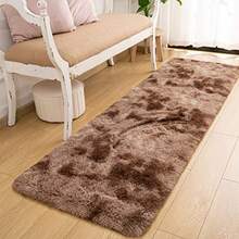 Runner Rug For Bedroom 2x6 Feet Soft Shaggy Area Rugs Fluffy Carpet For Hallway Bedside Upgrade NonSlip Shag Plush Rug For Dorm Living Room TieDyed Light Grey - 2' X 6' (Runner)+Tie-dyed Brown - View 3