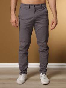 Men's Tailored Twill Trousers, Sporty Fine, Knife Pocket, Built-In Pocket - 灰色 - 查看 3