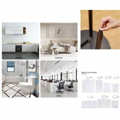 Basics - 300 Almohadillas Transparentes de Caucho Redondas para Parachoques de Puerta de Gabinete, Anti-ruido y Protección de Superficies de Madera Dura, Estirables