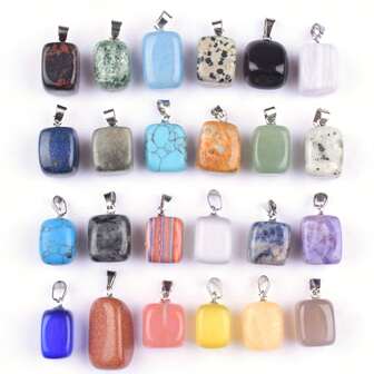 10/30pcs Natural Asymmetrical Square Gemstone Pendants Bulk - Assorted Polished Synthetic Gemstones Unique Design, Suitable For DIY Necklace Bracelet Jewelry Making, Random For Men And Women