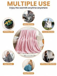 Manta de flanela (1 peça) - Manta listrada macia e rústica, estilo luxuoso, fácil de cuidar, leve e versátil, vários estilos disponíveis, adequada para todas as estações, multiuso como manta para sofá, roupa de cama, decoração de festas de fim de ano, lavável à máquina, pode ser usada como manta de cama e toalha, 280 g/m², certificada Oeko-Tex, manta rosa. - Rosa - Ver 5