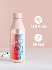 Garrafa esportiva fosca de 17 oz, garrafa de água isolada em formato de cola, retenção de frio de 12 horas, aço inoxidável de parede dupla à prova de vazamentos, perfeita para esportes, academia, viagens e escola - Rosa - Ver 3