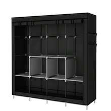 LÈRFM Wardrobe Minimalist Design Portable Fabric Wardrobe Storage - Black - View 3