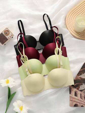 4PCS Underwear Seamless Bra Push Up Bras, With Small Breasts, Lingerie