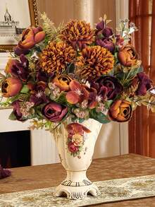 1/3/80pcs Romantic Silk Peony Hydrangea Bouquet Artificial Flower Centerpiece, Wedding Bridal Bouquet Artificial Flower Handheld Flower Arrangement, Family Office Room Festival Decoration, Birthday Gift, Valentine's Day Bouquet - Orange - View 6