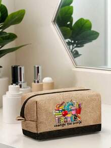 Sac à main avec motif d'enseignant avec bandoulière et sac à cosmétiques, cadeau de la fête des enseignants, sac fourre-tout de rangement décontracté portable, sac de courses multifonction, sac cadeau personnalisé avec poches latérales, sac de plage avec foulard, sac de rangement de voyage simple, sac à bandoulière, sac à cosmétiques de voyage : idéal pour le maquillage en extérieur ! Cadeau de remise des diplômes - Multicolore - Voir 9